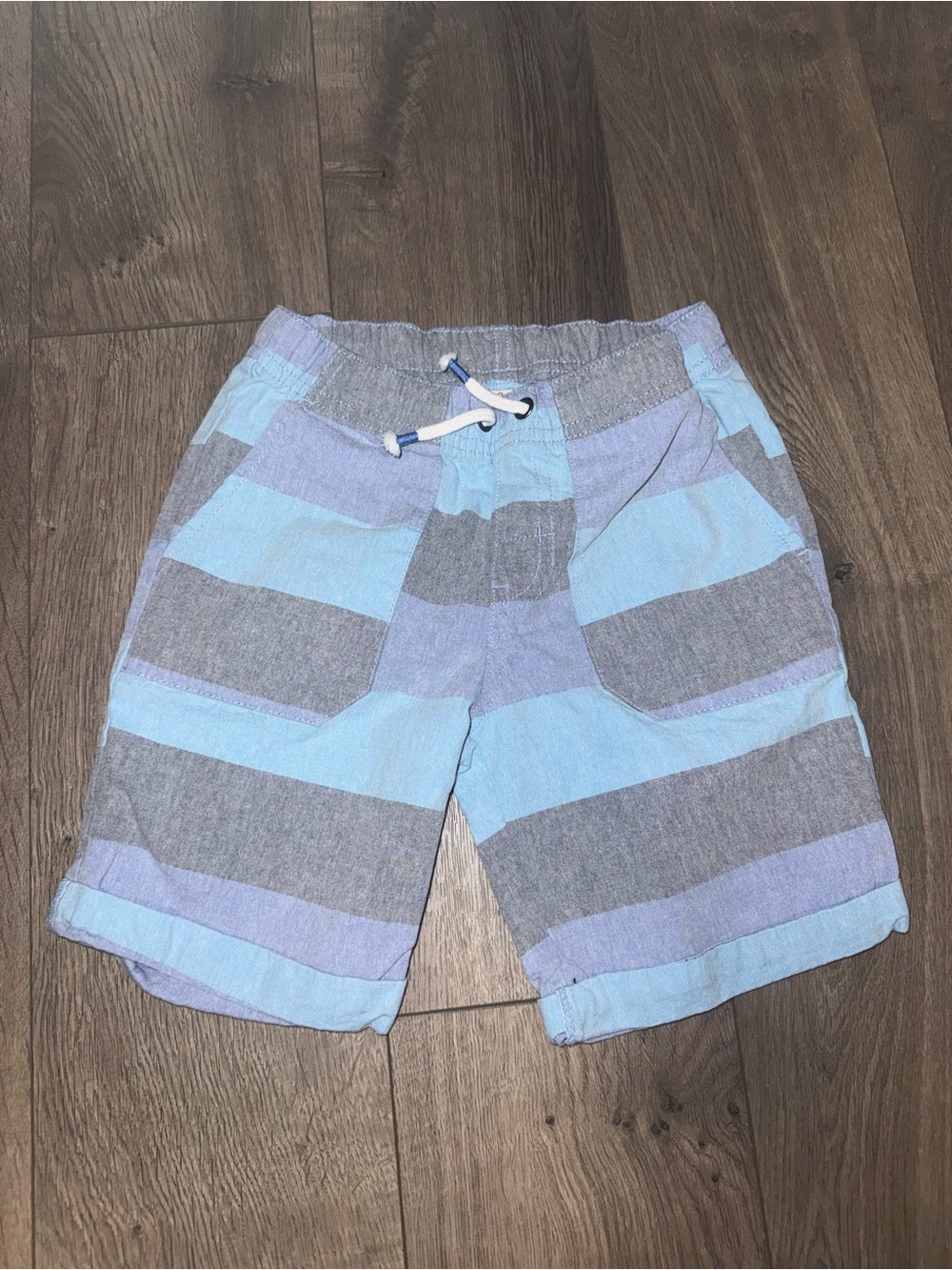 Cat & Jack Blue and Gray Striped Kids Shorts